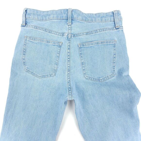 UNIQLO Raw Hem High Rise Skinny Fit Flared Ankle Crop Jeans Women 28 Light Denim - Picture 6 of 7